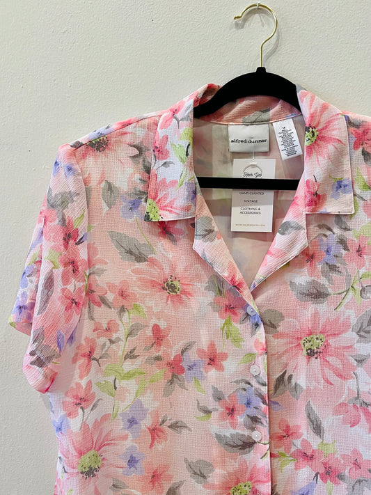 Pink Floral Blouse (L)