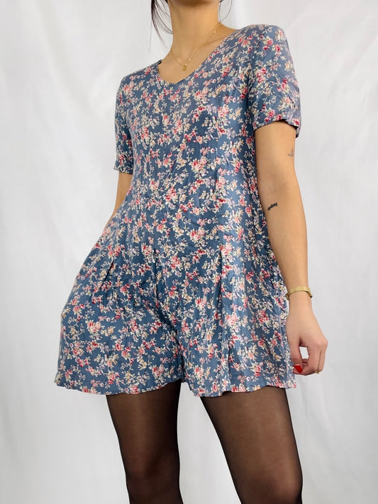 I Am Blue Floral Romper (XS/S)