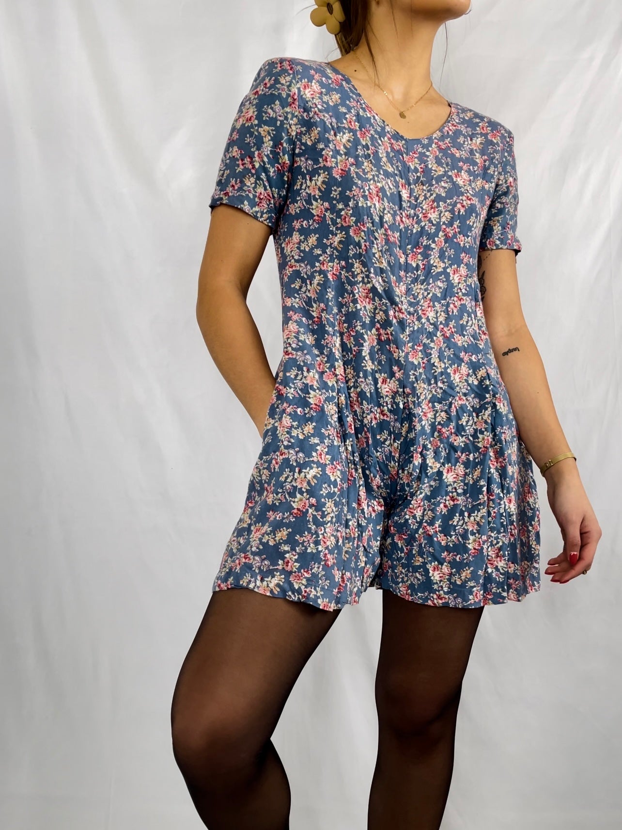 I Am Blue Floral Romper (XS/S)