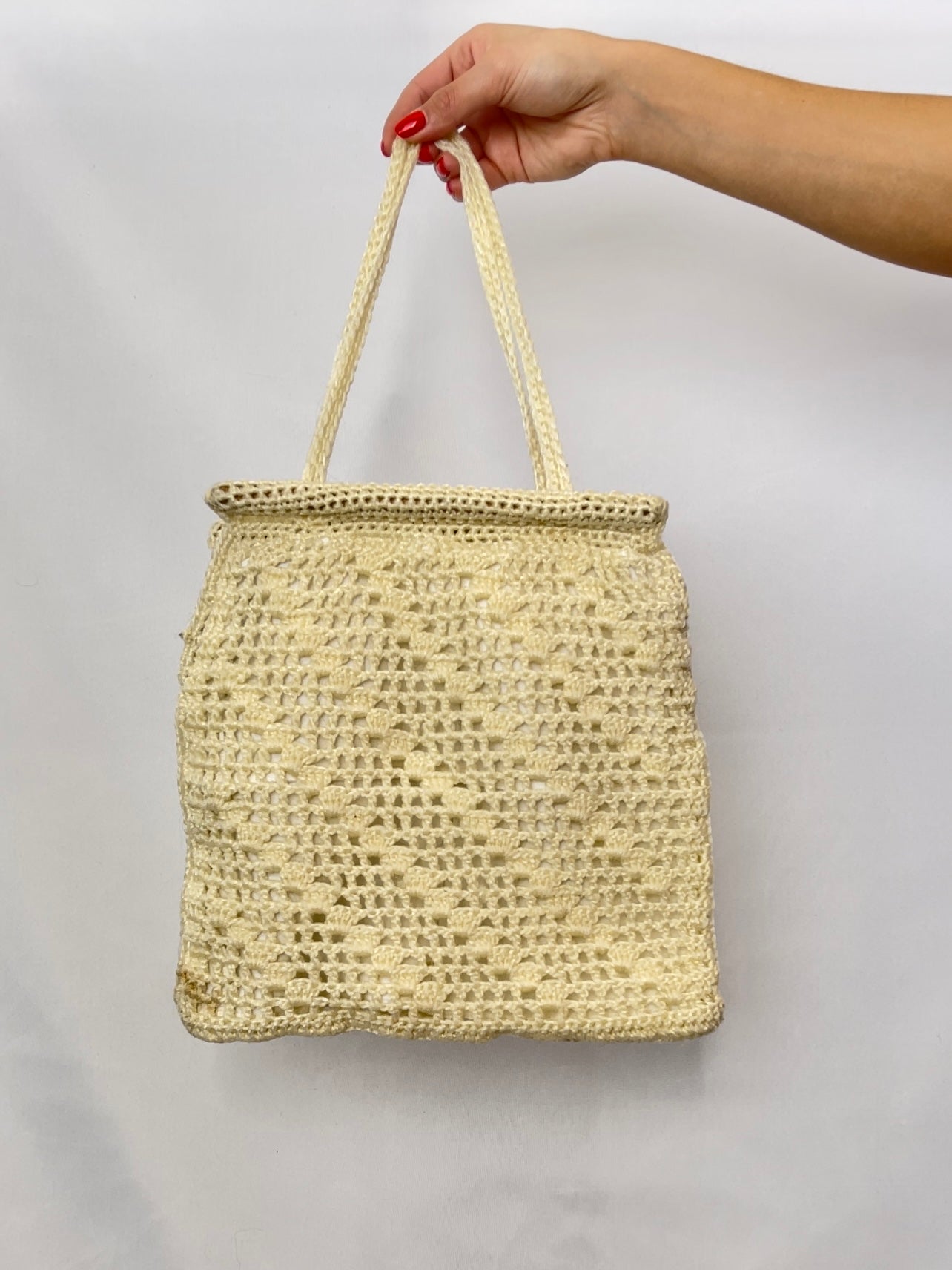 Cream Knit Book Bag