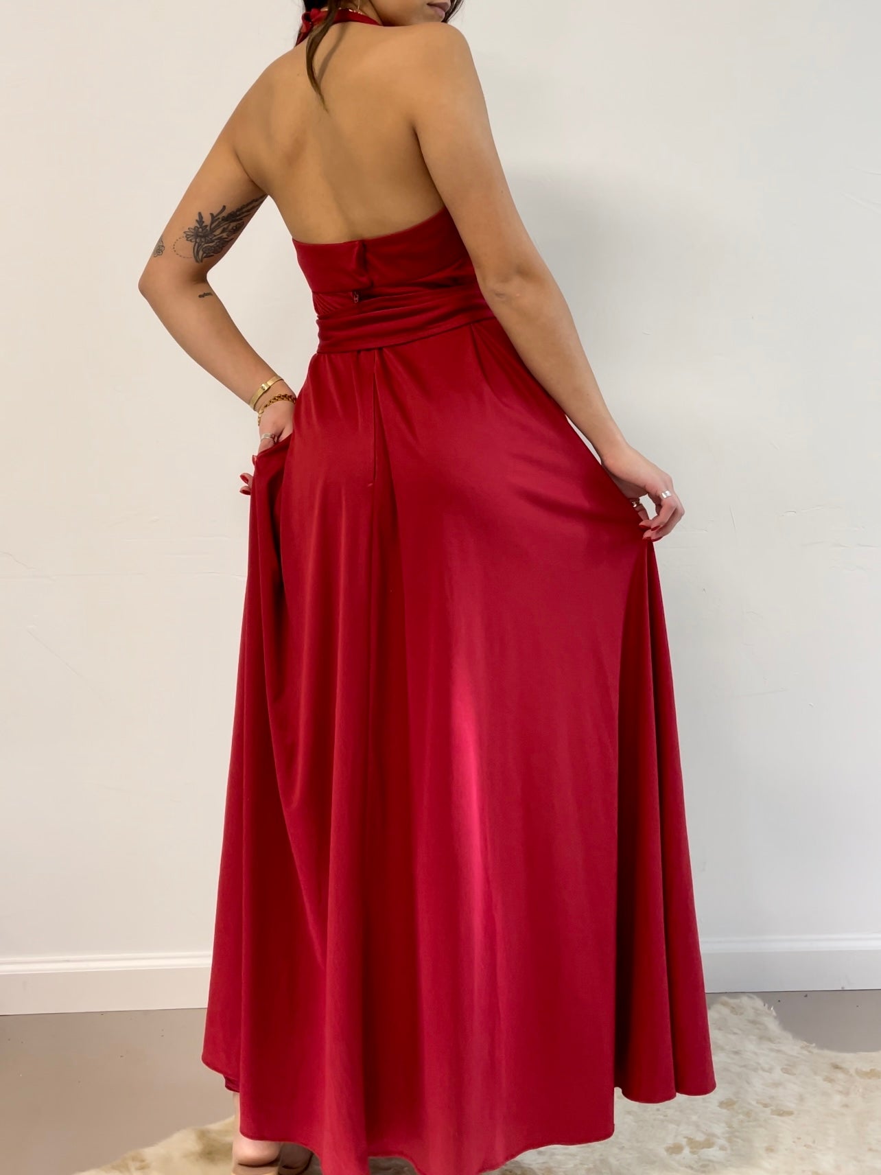 Holiday Red Halter Maxi Dress